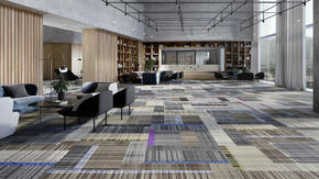 Tarkett, Modular Carpet, We looked outside our industry to find a waste stream we could recycle into flooring. This search