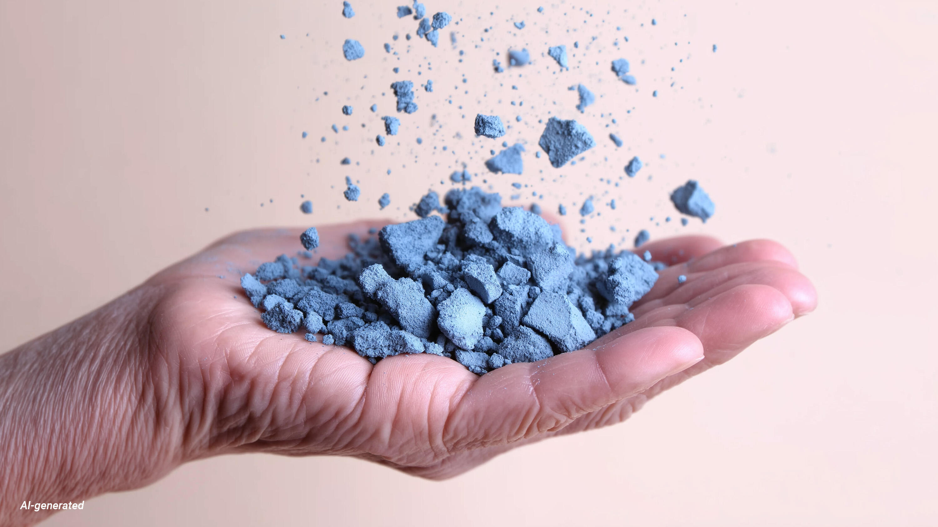 Hand som fångar upp råmaterial av färg