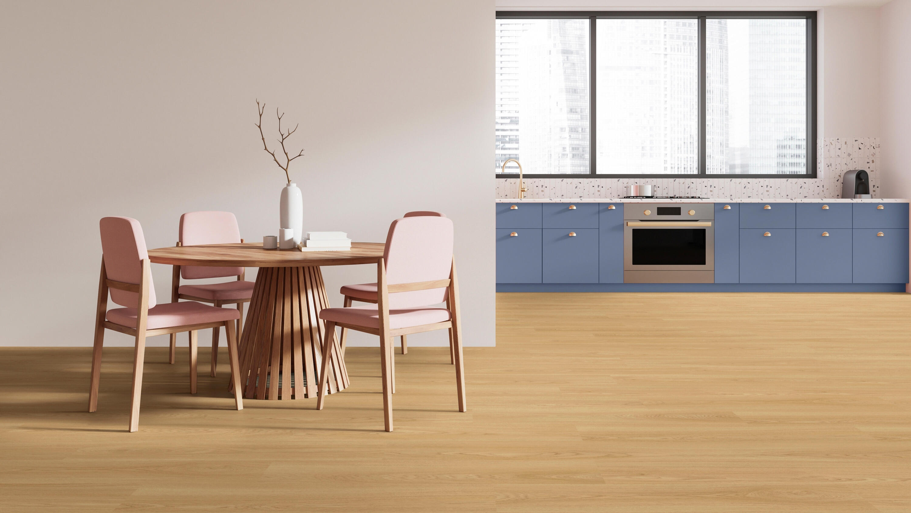 Collective housing kitchen oak modular flooring