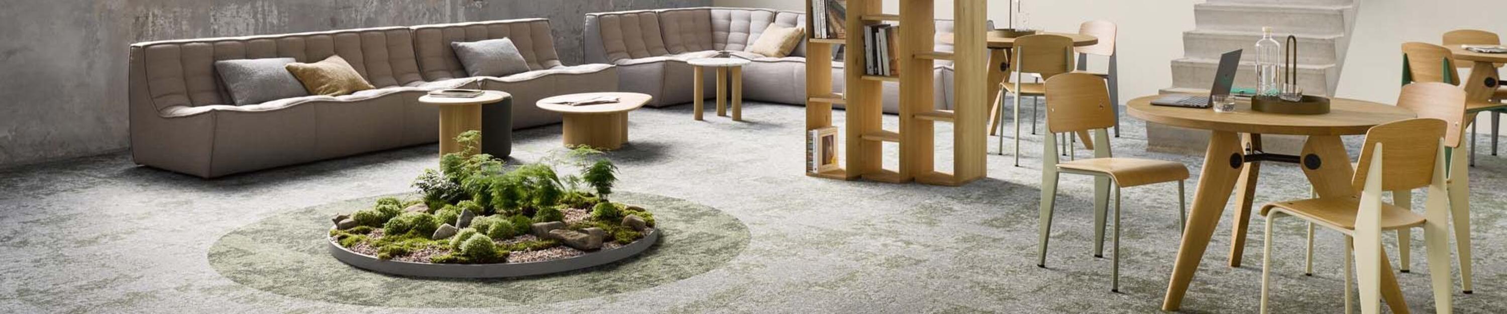 carpet tile collection with organic structures and pigments to create a calming wrokplace atmosphere