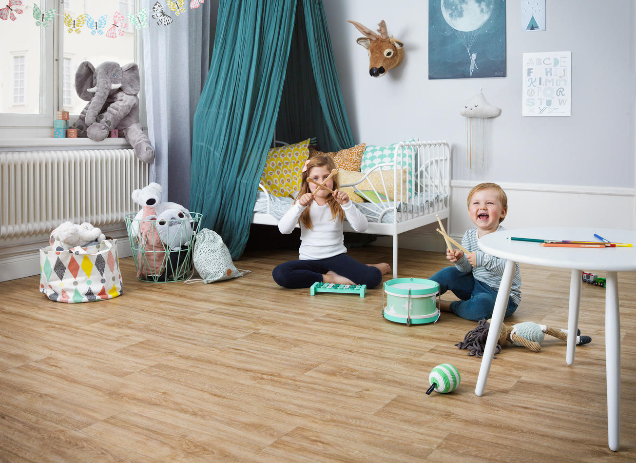 Children playing in the living room