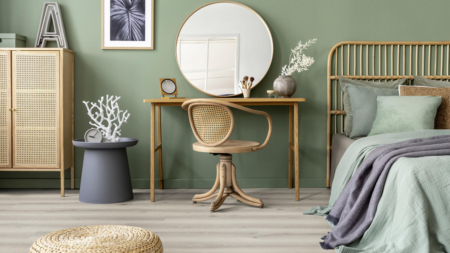 Groen gekleurde vinyl vloeren
