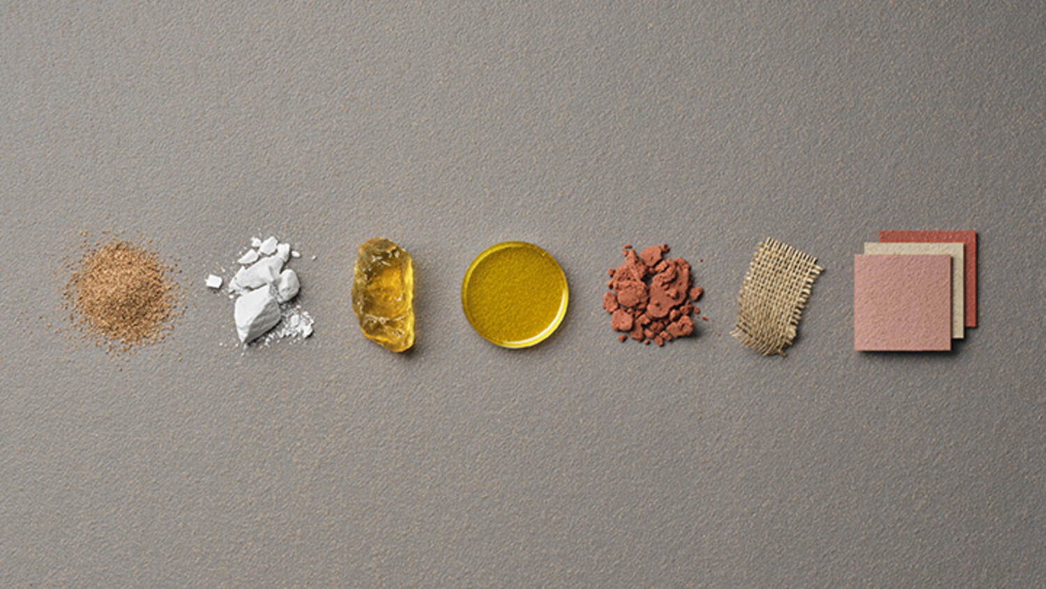 Una presentación visual de los ingredientes naturales que se utilizan en los suelos de linóleo de Tarkett.