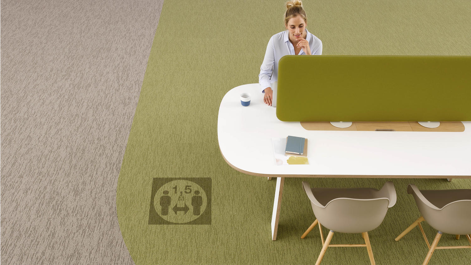 Airmaster Atmos carpet tiles installed in a workplace space