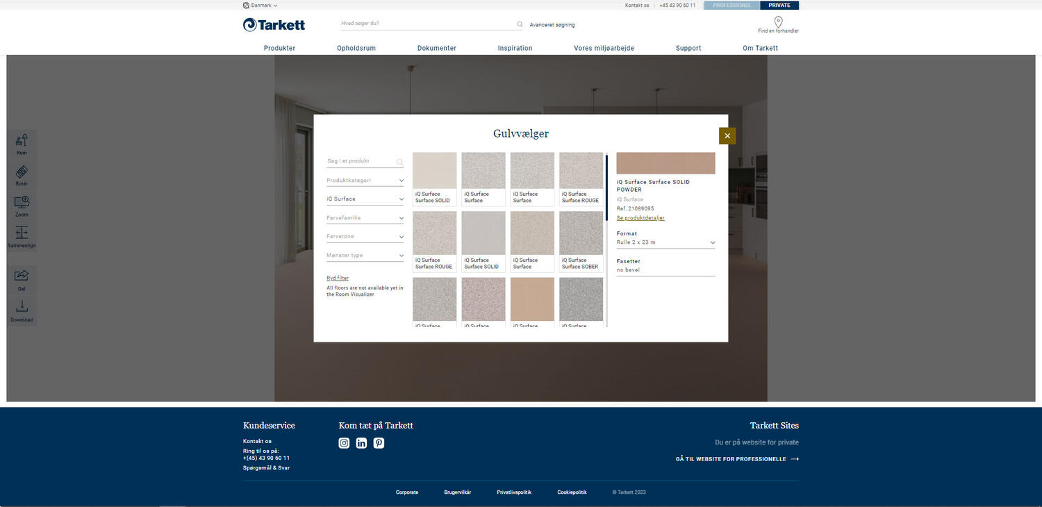 Tarkett room designer escolher e visualizar pavimento