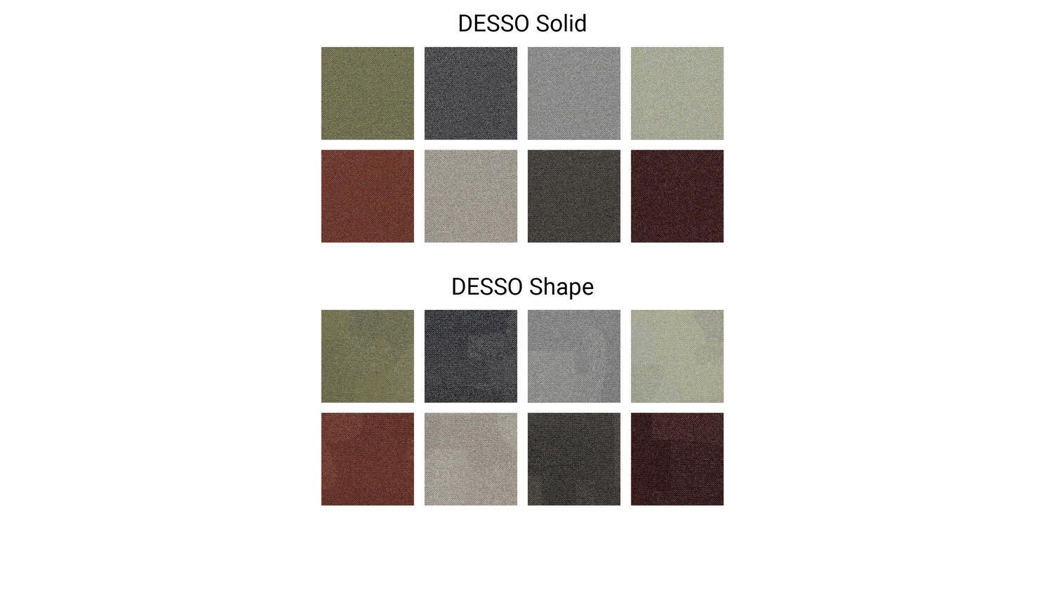 DESSO Origin Solid en Shape kleurenoverzicht