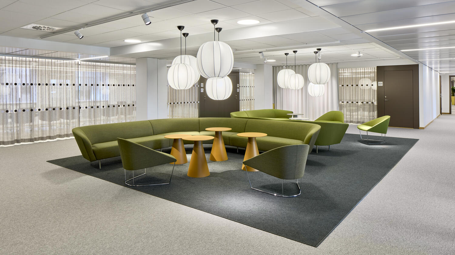 DESSO linon and essence carpet tiles used in the renovation of the Swedish Tax Agency in Sundbyberg, Stockholm 