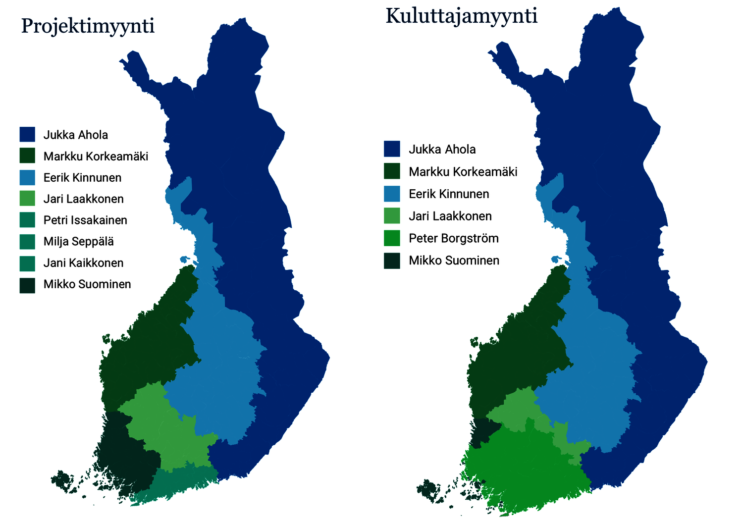 Tarkettin myyntialuekartat - kuluttaja- ja projektimyynti