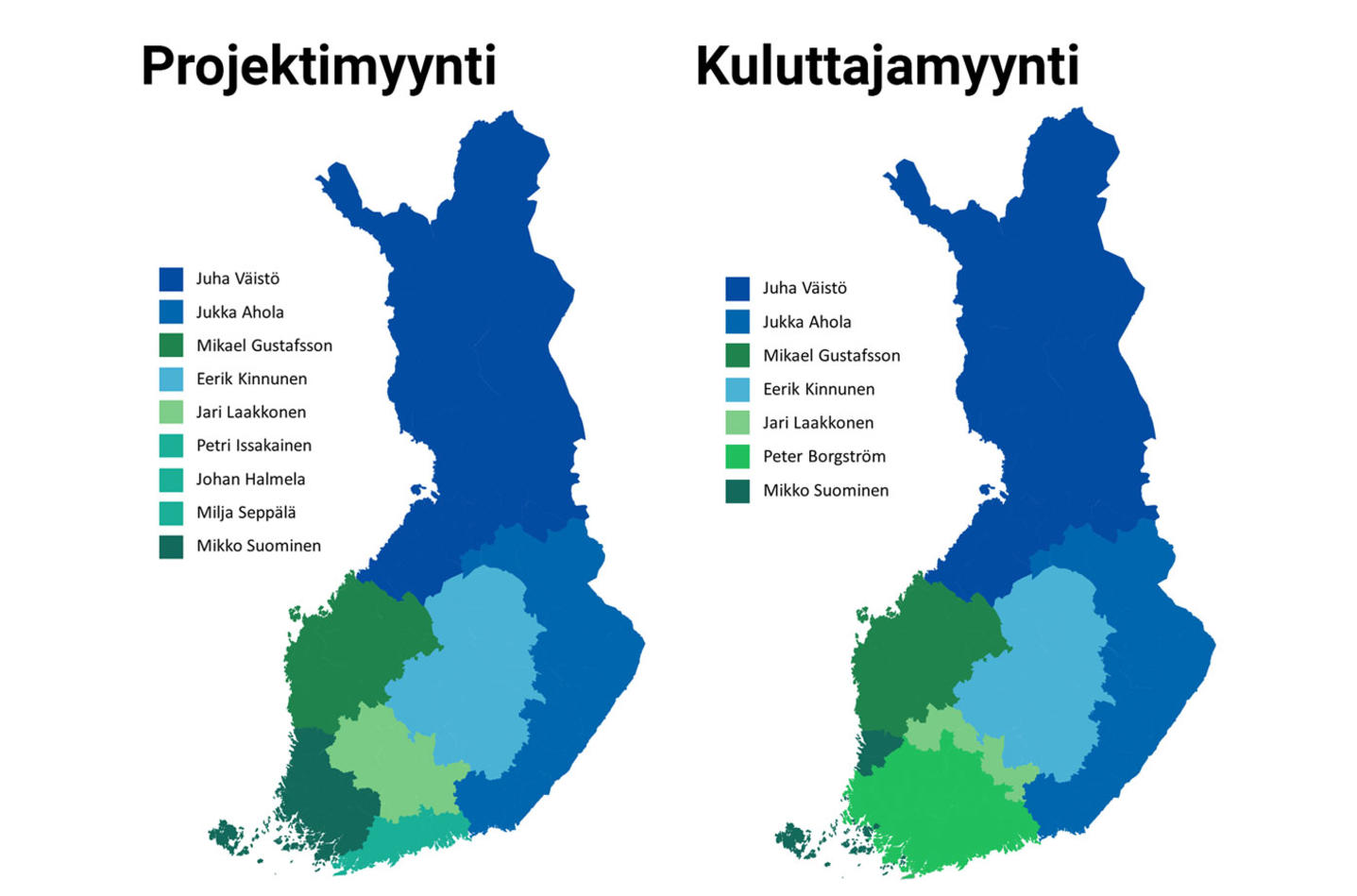 Tarkettin myyntialuekartat - kuluttaja- ja projektimyynti