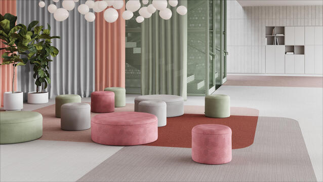 DESSO AirMaster Classic, Earth and Sphere carpet tile collections in a modern workspace